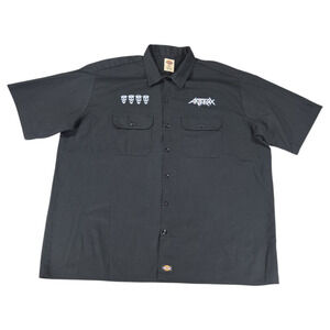 Dickies Men 2XL Anthrax Band Shirt Large Graphic Workwear Work Shirt Industrial